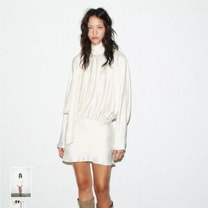 Zara NWT white satin scarf dress size small